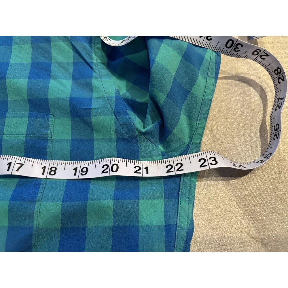 J.Crew vintage 100% cotton large slim fit button down blue and green check - Picture 5 of 8